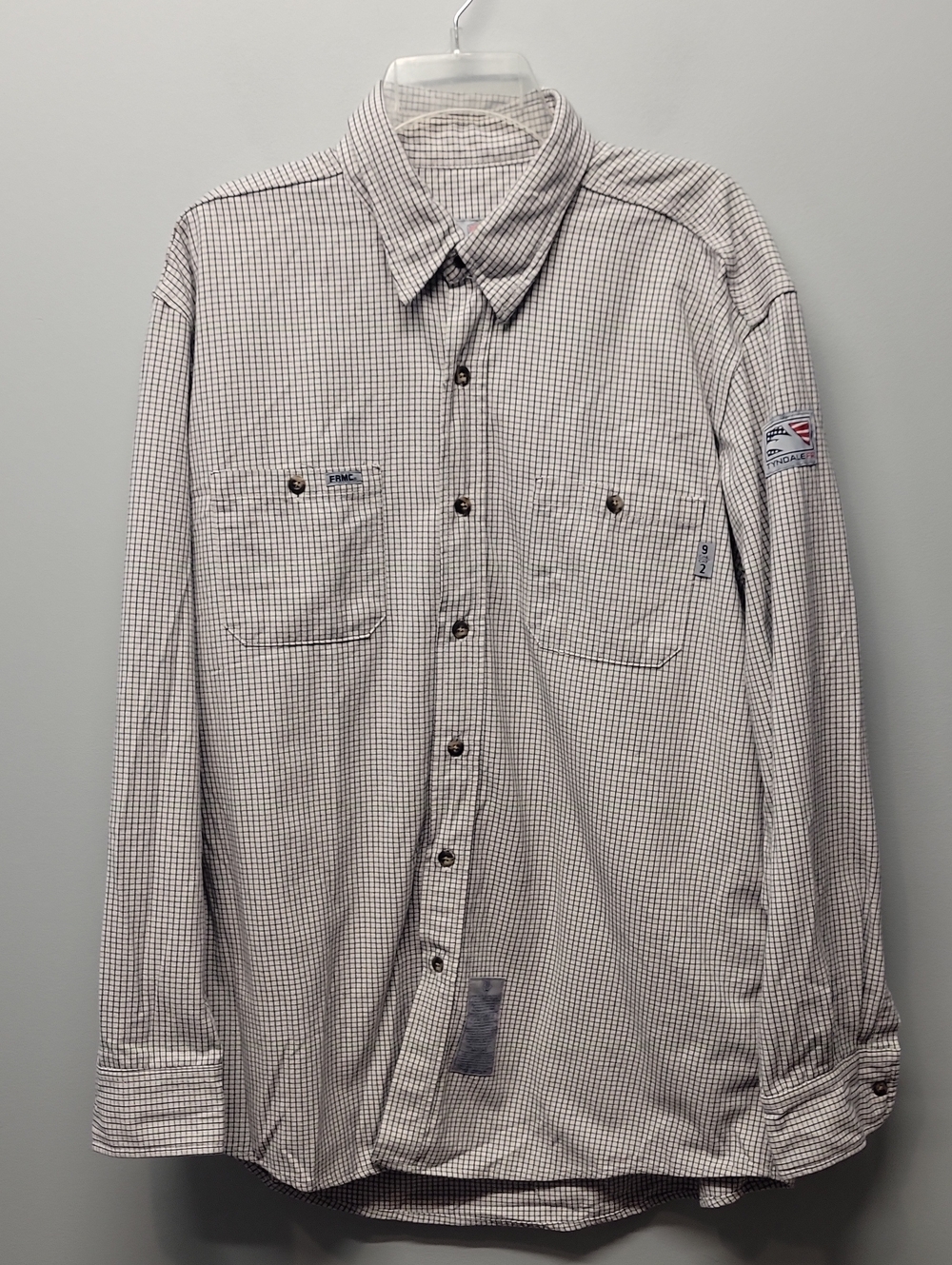 Tyndale Men's FRMC Tattersall white Plaid FR work shirt